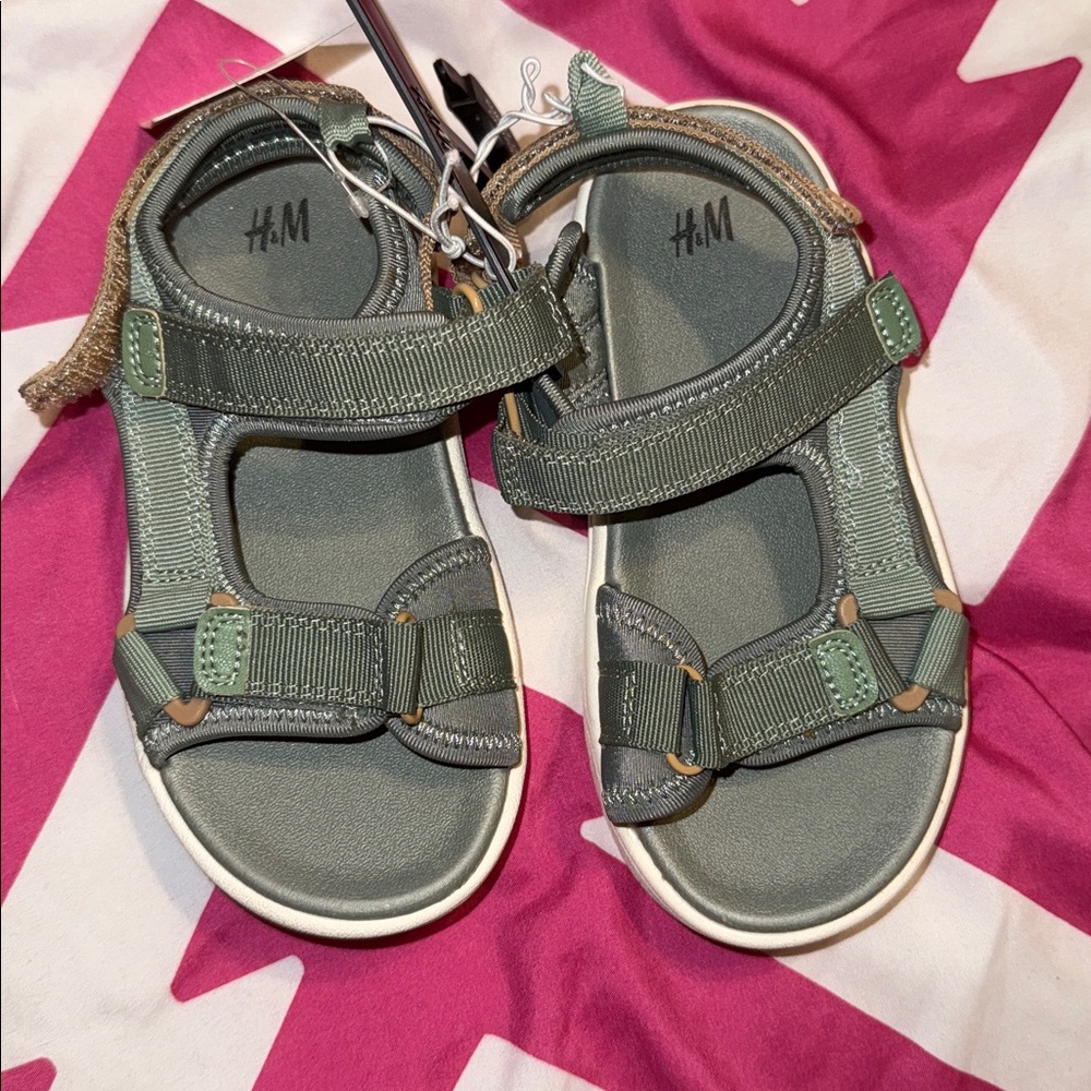 H&M Sage Green Strappy Sandals For Toddlers/kids(Boys)